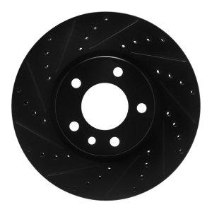 Cadillac Catera Brake Rotor (1) - Front Left - R1 Concepts - Drilled & Slotted - Black - `97-`01